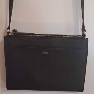 DKNY Black Crossbody with Gold-Tone Logo
